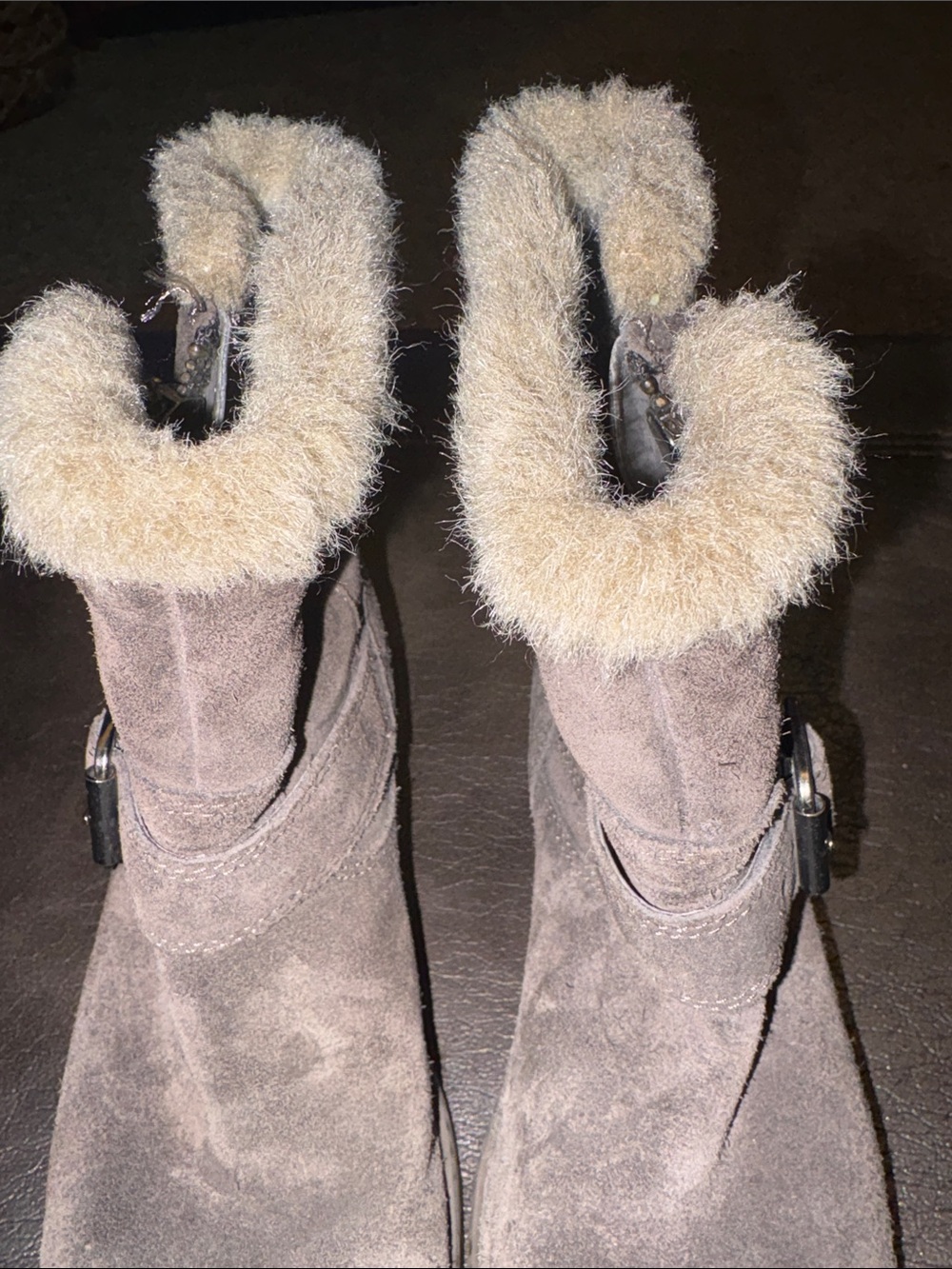 Clarks gray suede faux fur boots size 11 1/2 - Picture 8 of 11